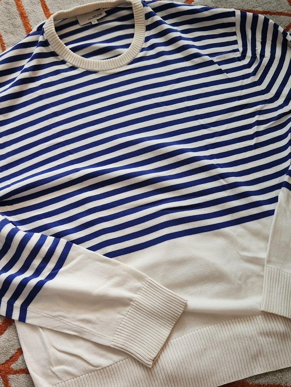 Jack Spade - Striped Crewneck Sweater, Blue & White, Size Large